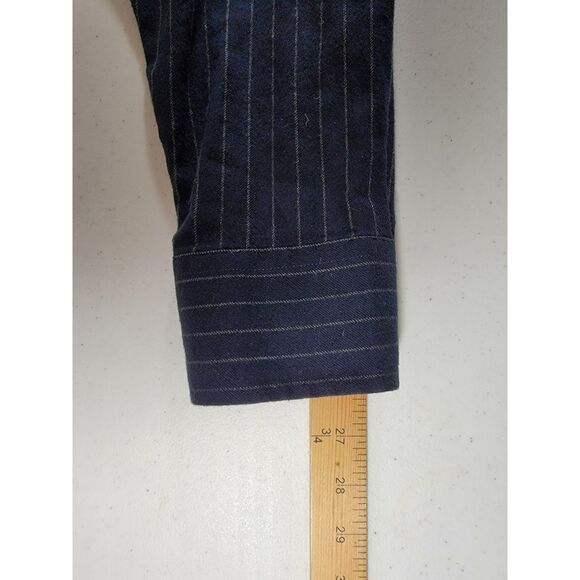 UNTUCKit Slim Fit Navy Blue Striped Long Sleeve Button Shirt - Large - Picture 3 of 7